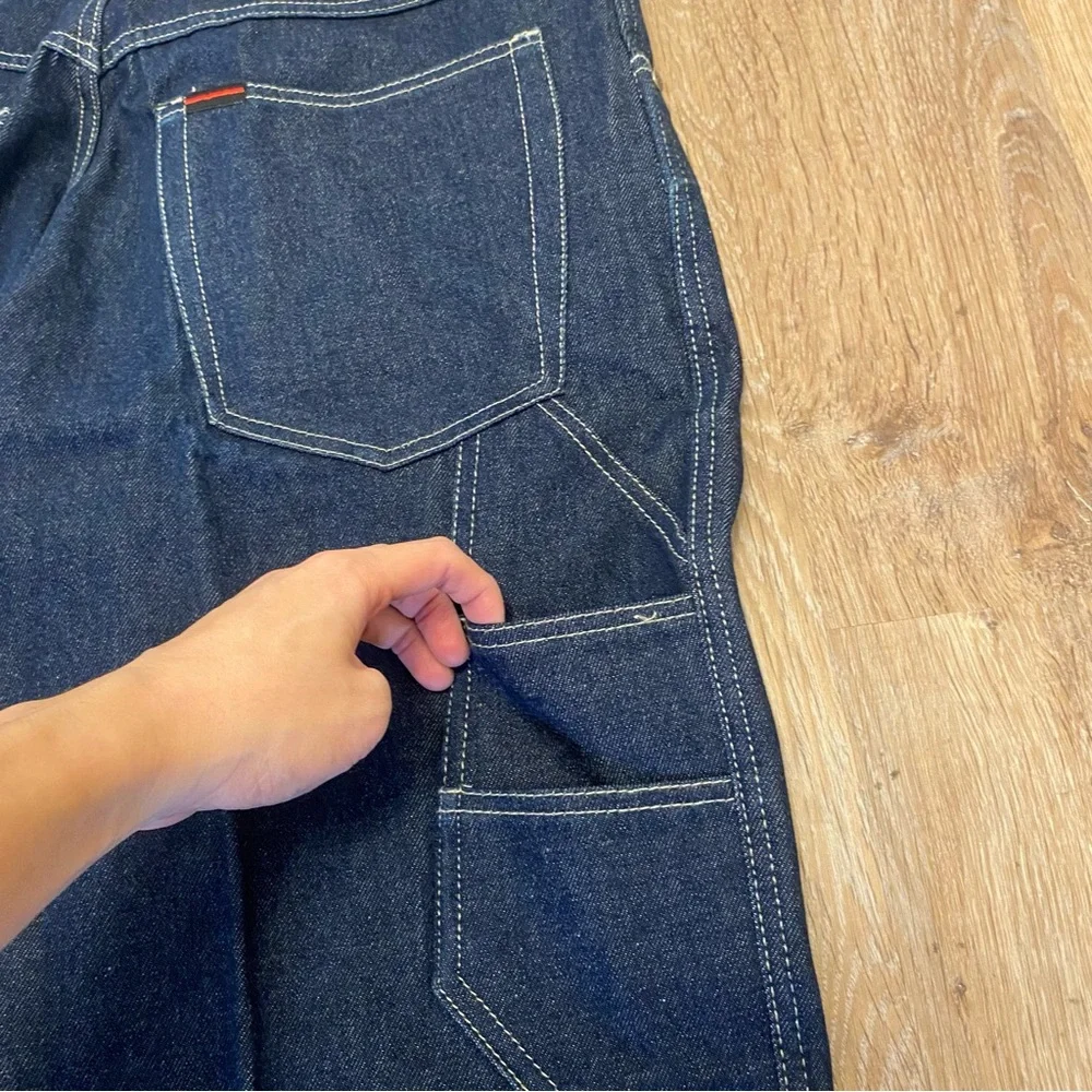 FUBU The Collection Pleated Heavyweight Cargo Denim Jeans 36x34 Y2K Loose Wide - Picture 7 of 9